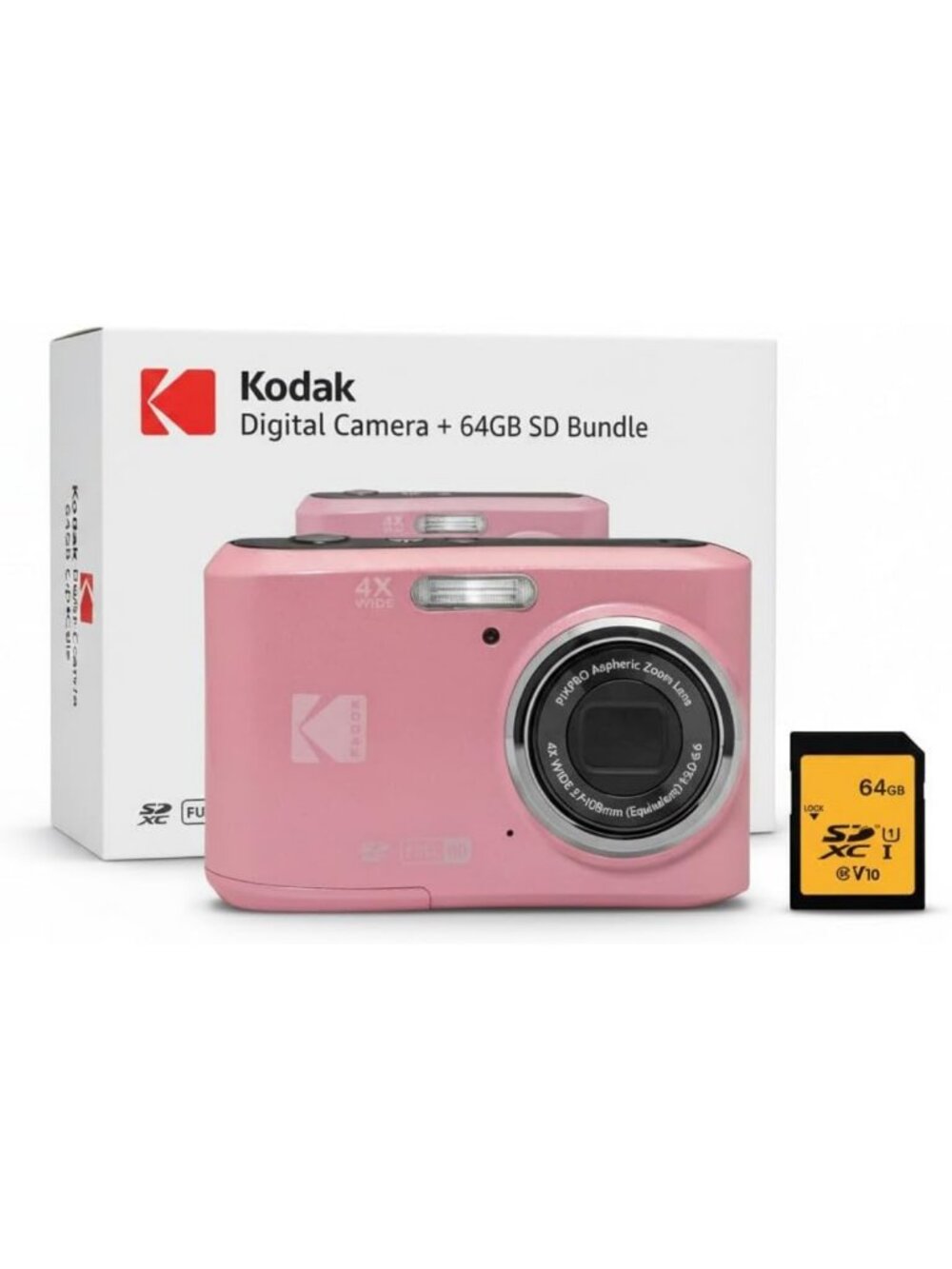 16MP Digital Camera Bundle with Zoom Lens - Pastel Pink, Perfect for Travel